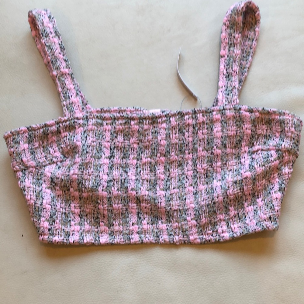 ASOS pink/gray tweed nadeau top